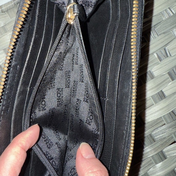 Michael Kors Quilted Black Leather Accordion Zip Wallet Organizer- Gold Accents - Picture 6 of 15